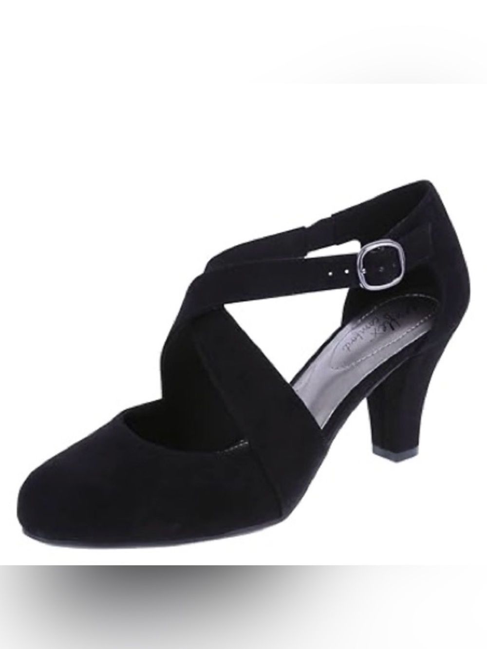 Dexflex Comfort Macie Black Faux Suede Cross Strap Pumps - Size 7.5 Like New